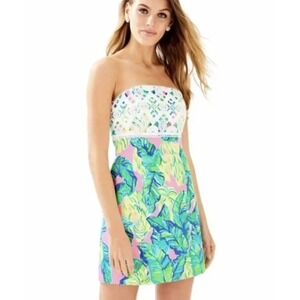 NWT Lilly‎ Pulitzer Brynn Dress Pink Sunset Local Flavor Sz 6 Mini Lace Trim